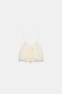 EMBROIDERED EYELET BALLOON TOP