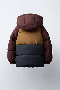 MANTEAU MATELASSÉ POLAIRE COLOR BLOCK DÉPERLANT