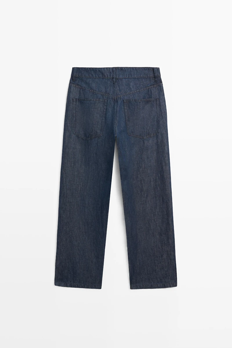 100% linen wide-leg jeans
