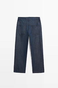 100% linen wide-leg jeans