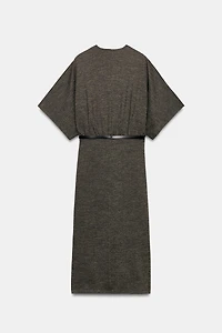 BELTED PIQUE MIDI DRESS