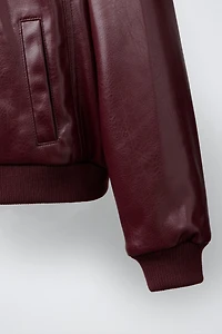 FAUX LEATHER BOMBER JACKET