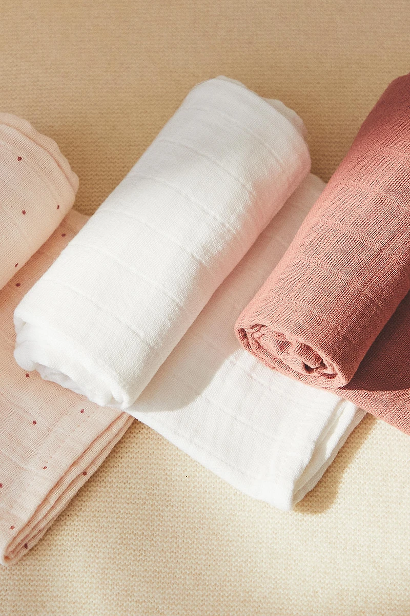 LOT DE 3 LANGES POUR BÉBÉ MULTICOLORES