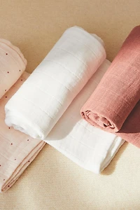 LOT DE 3 LANGES POUR BÉBÉ MULTICOLORES