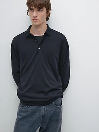 Pull polo en maille de laine mélangée