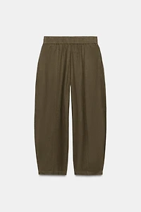 LINEN BARREL PANTS