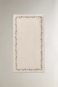 EMBROIDERED CROSS STITCH BATH TOWEL