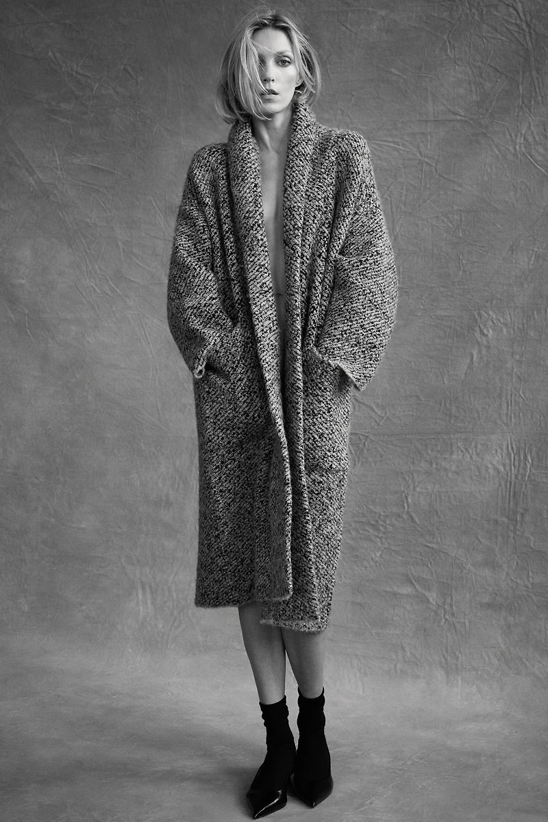 MANTEAU EN MAILLE À COL ENVELOPPANT