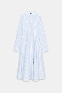STRIPED MIDI SHIRT DRESS