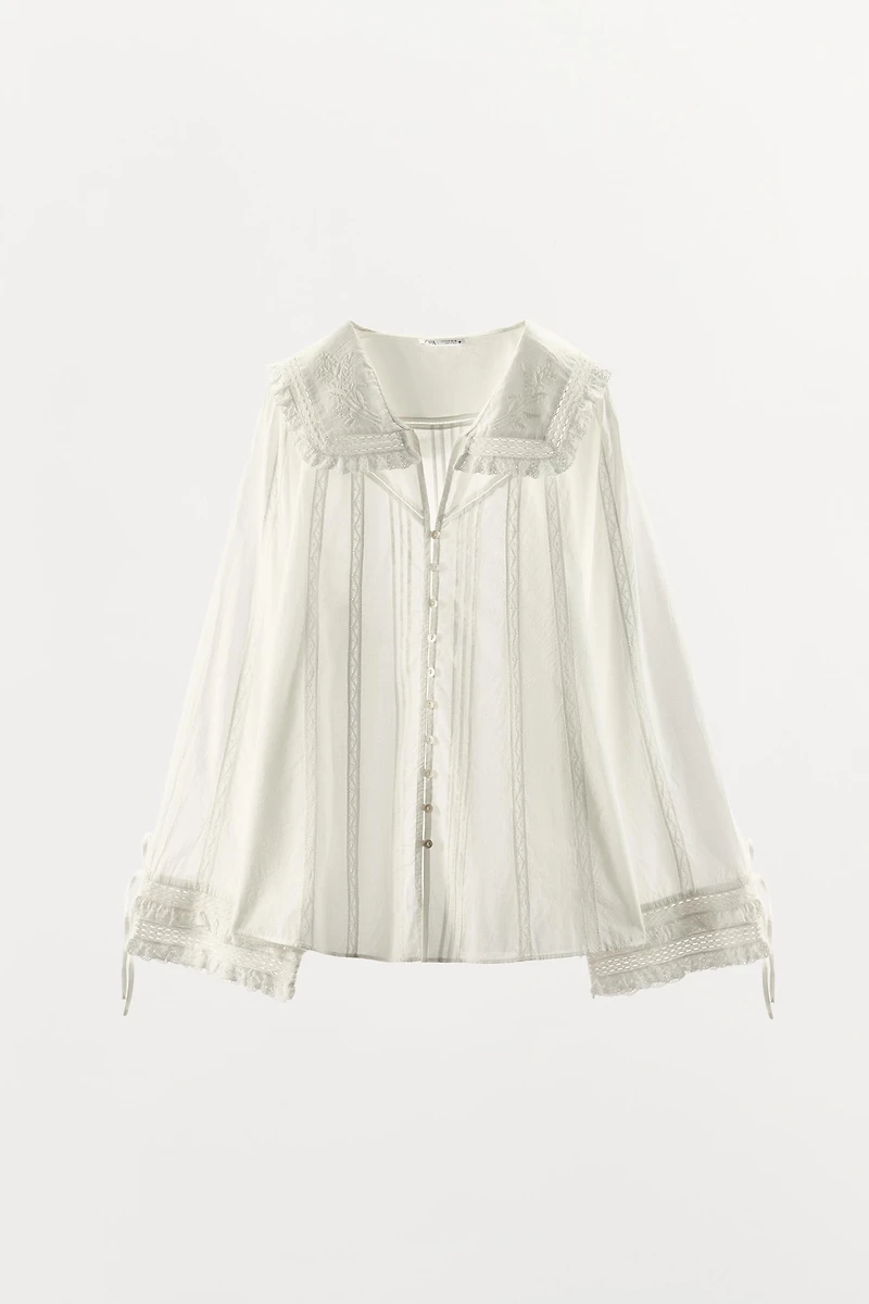 100% COTTON EMBROIDERED LACE BLOUSE
