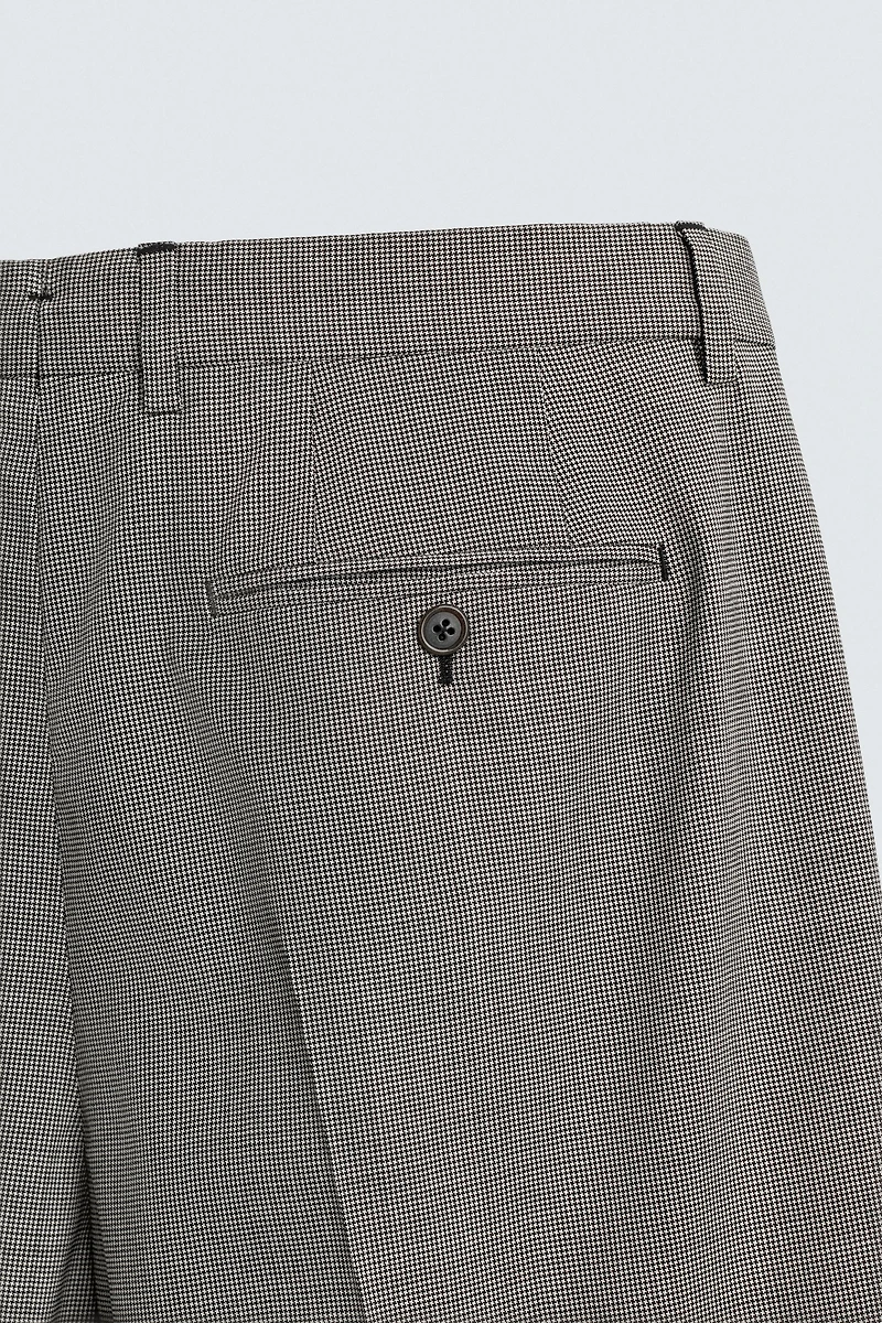 PLAID WOOL BLEND SUIT PANTS