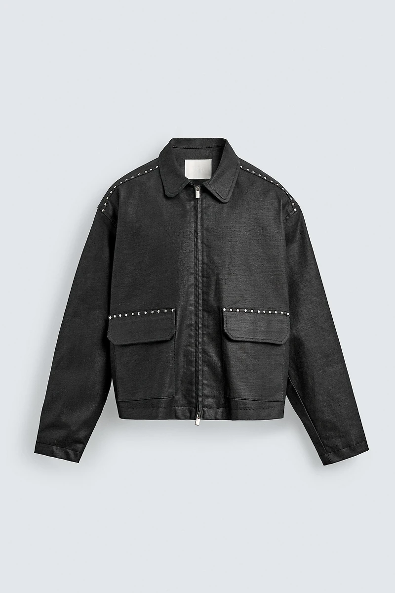 BLOUSON COUPE CARRÉE À CLOUS