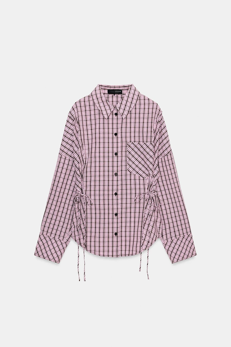 MULTI-POSITIONAL PLAID SHIRT