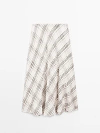 Flowing check midi skirt
