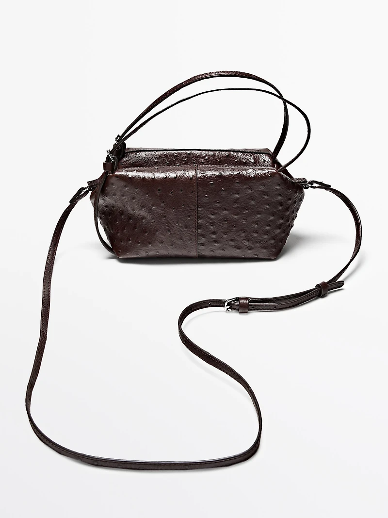 Textured leather mini satchel bag