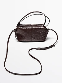 Textured leather mini satchel bag