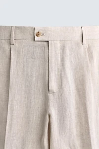 100% LINEN PLEATED SUIT PANTS
