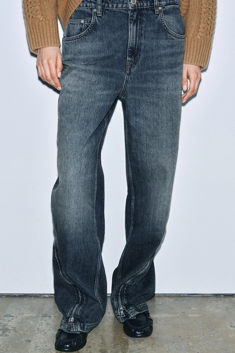 ZW COLLECTION MID-RISE BALLOON JEANS WITH ZIPPERS LIMITED EDITION