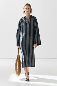 Striped linen cotton blend kaftan