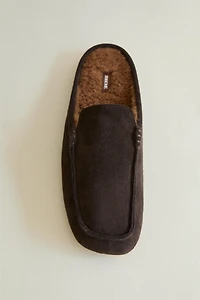 LEATHER WARM MULE LOAFERS