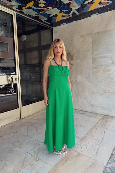 LINEN STRAPPY MIDI DRESS