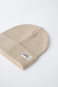 LABEL RIBBED KNIT HAT