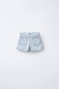 BUTTON-UP WAISTLESS DENIM SHORTS