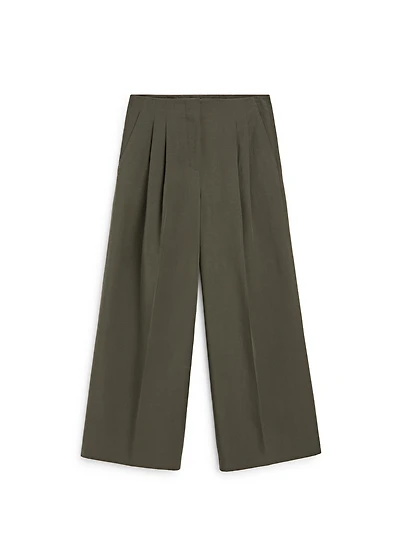 Darted wide-leg trousers