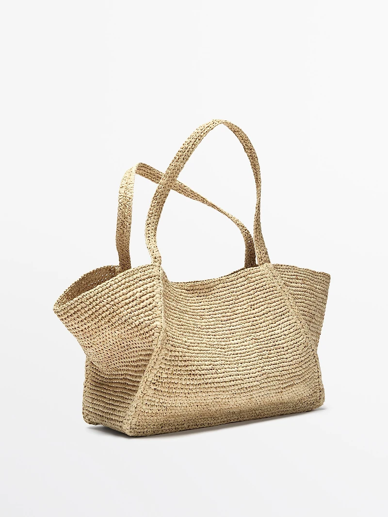 100% raffia mid-sized tote bag