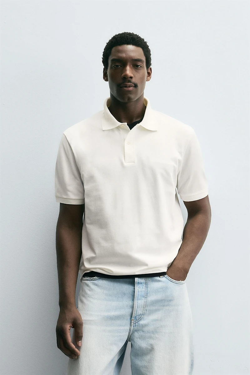 TEXTURED WEAVE PIQUÉ POLO SHIRT