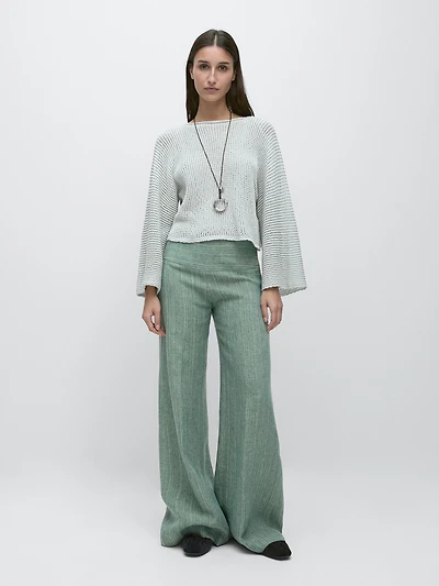 Pantalon en lin avec ceinture large