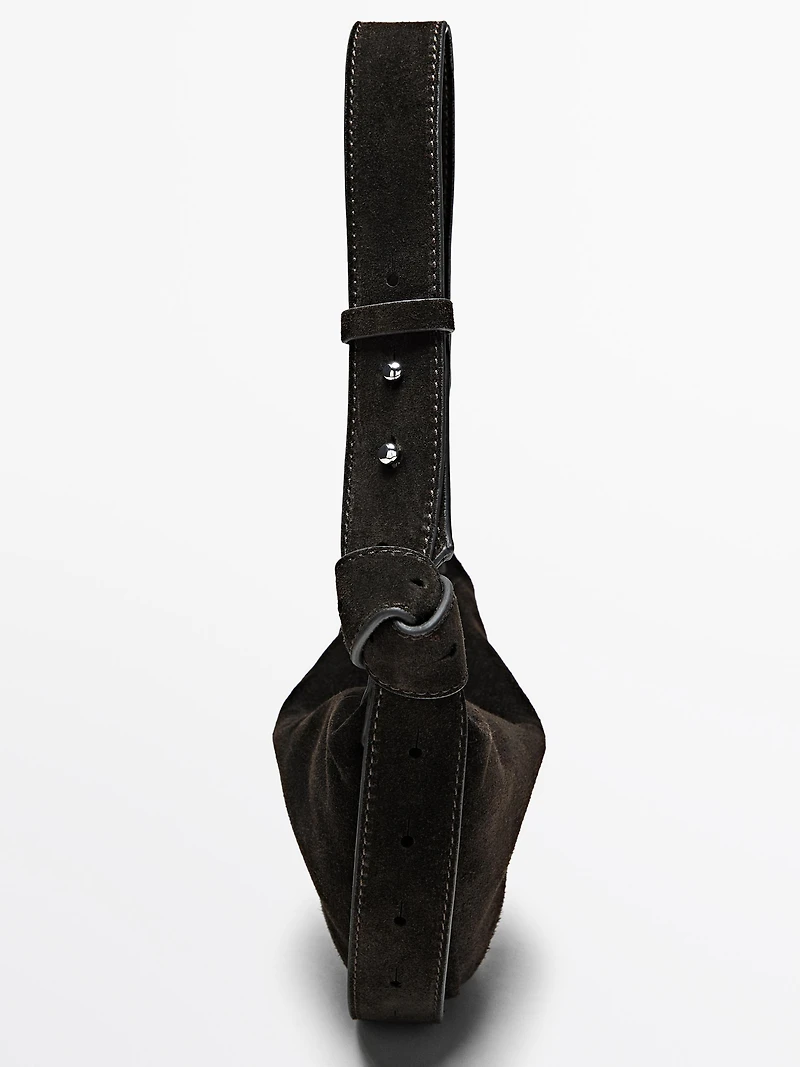 Split suede leather mini crossbody bag