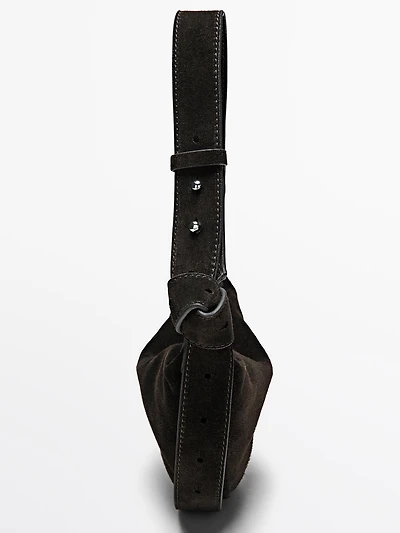 Split suede leather mini crossbody bag