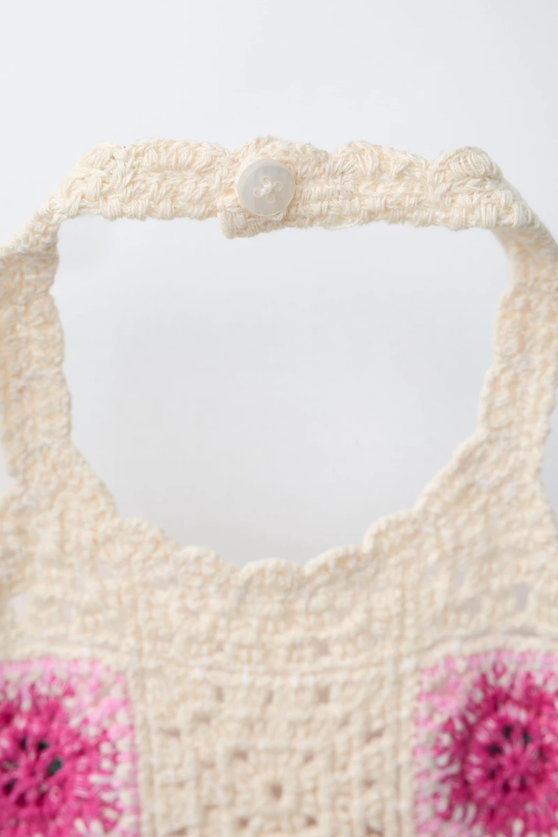 CROCHET KNIT FLORAL DRESS