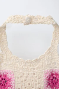 CROCHET KNIT FLORAL DRESS