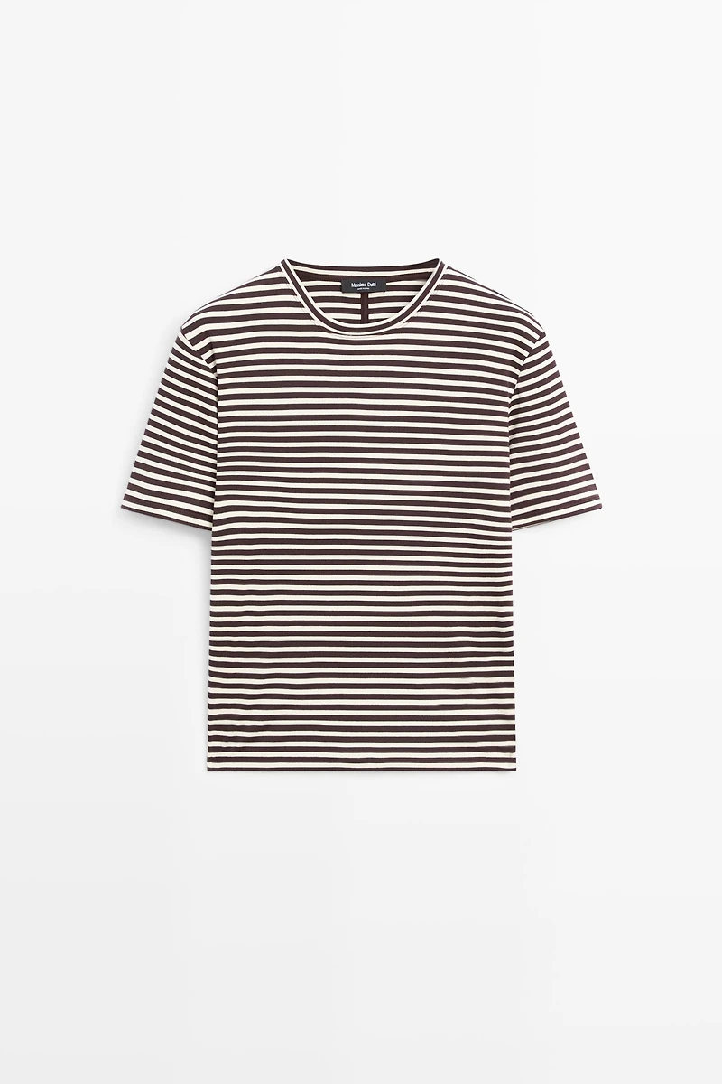 100% cotton striped short sleeve T-shirt