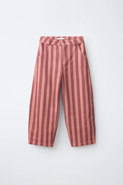 STRIPED BARREL PANTS
