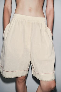 CONTRAST LINEN BERMUDA SHORTS LIMITED EDITION