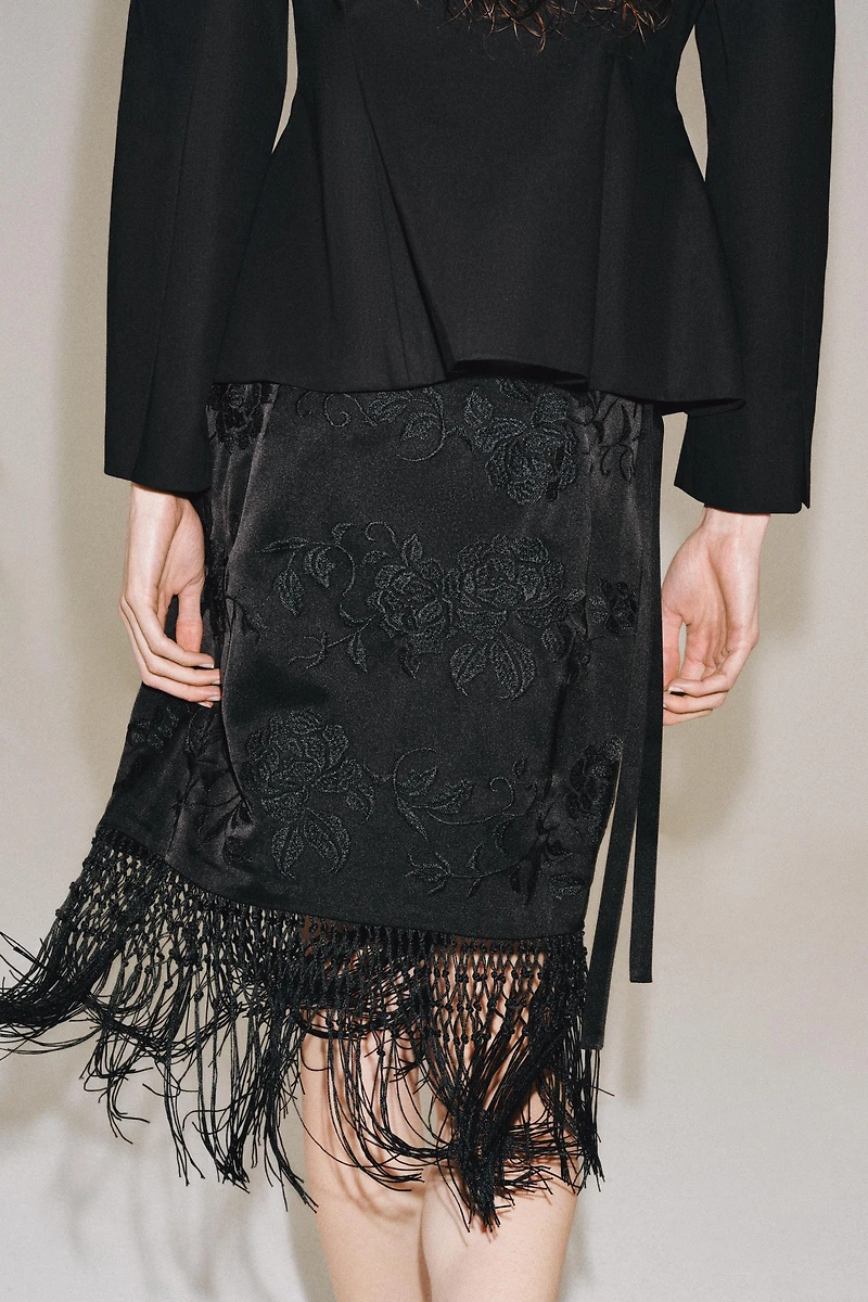 ZW COLLECTION EMBROIDERED FRINGE SKIRT
