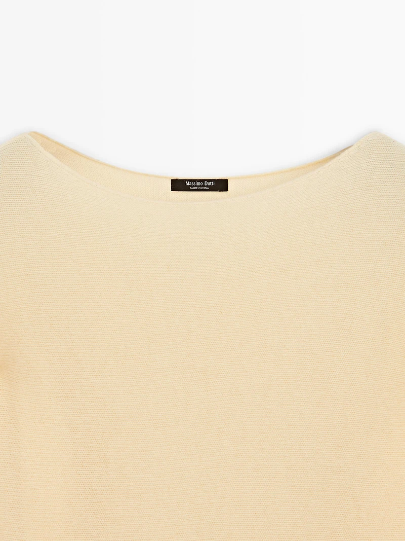 Boat neck knit sweater