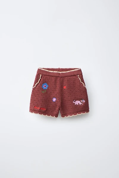 SHORT EN TRICOT BRODERIES FLEURIES SISSEL EDELBO X ZARA KIDS