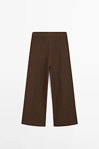 100% linen wide-leg pleated trousers