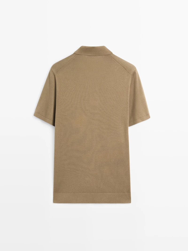 Short sleeve cotton knit polo shirt