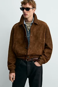 AARON LEVINE X ZARA CROPPED SUEDE LEATHER JACKET