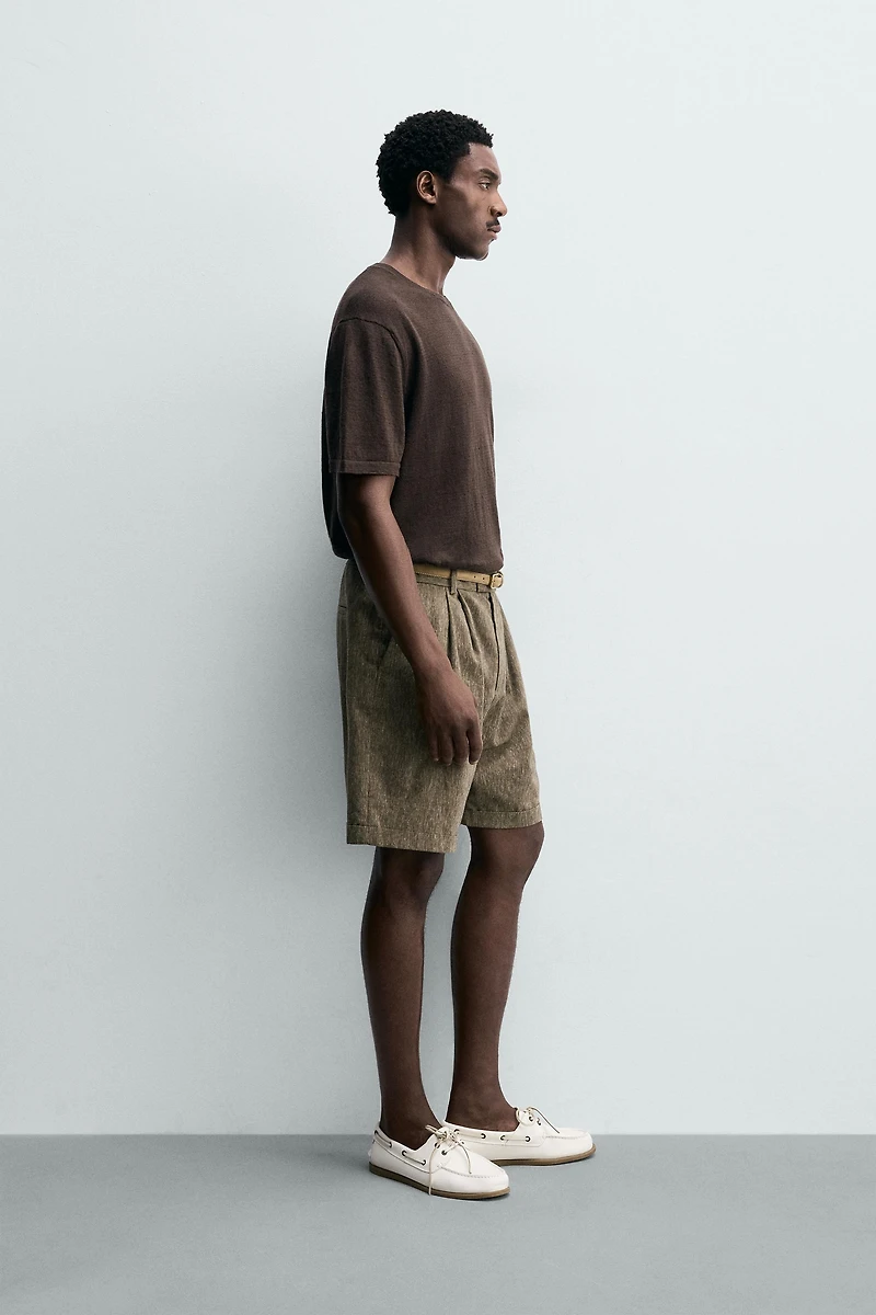 KNIT COTTON LINEN BLEND T-SHIRT