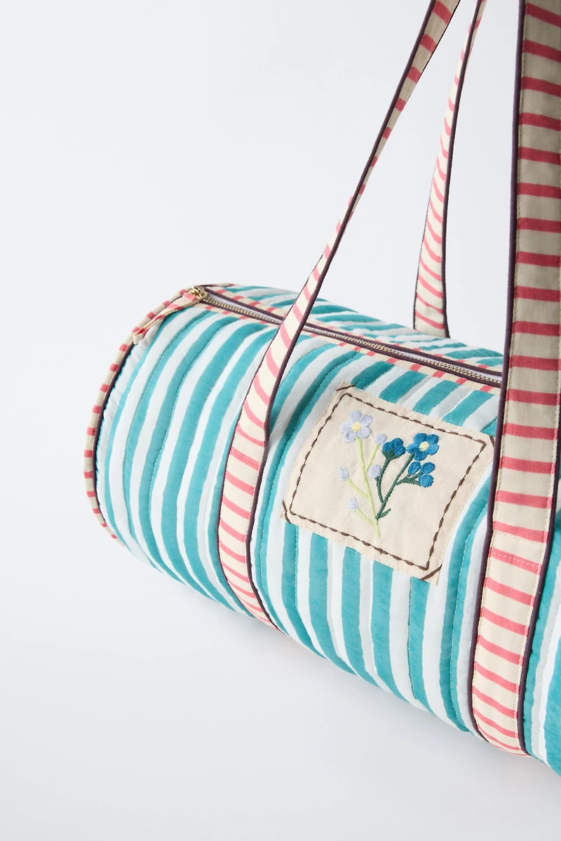 SAC BOWLING RAYURES BRODÉES