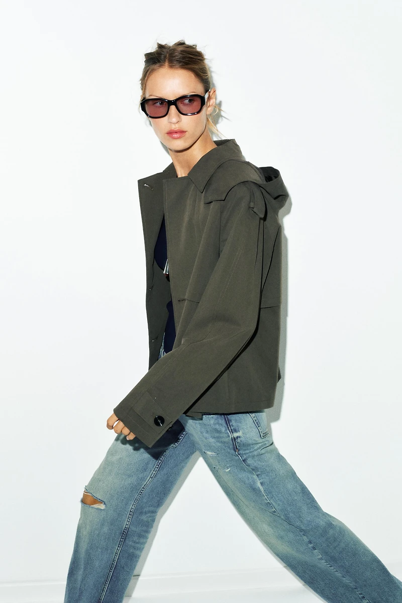 SHORT HOODED TRENCH