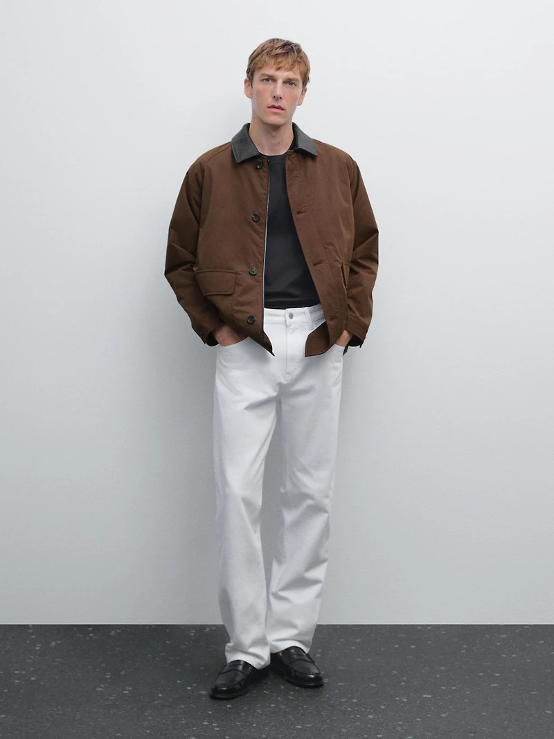 Short parka with collar detail