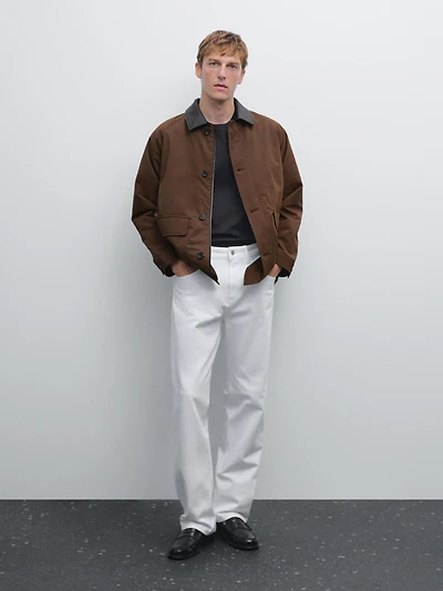 Short parka with collar detail