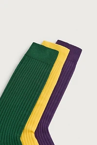 3-PACK OF CONTRAST RIBBED SOCKS